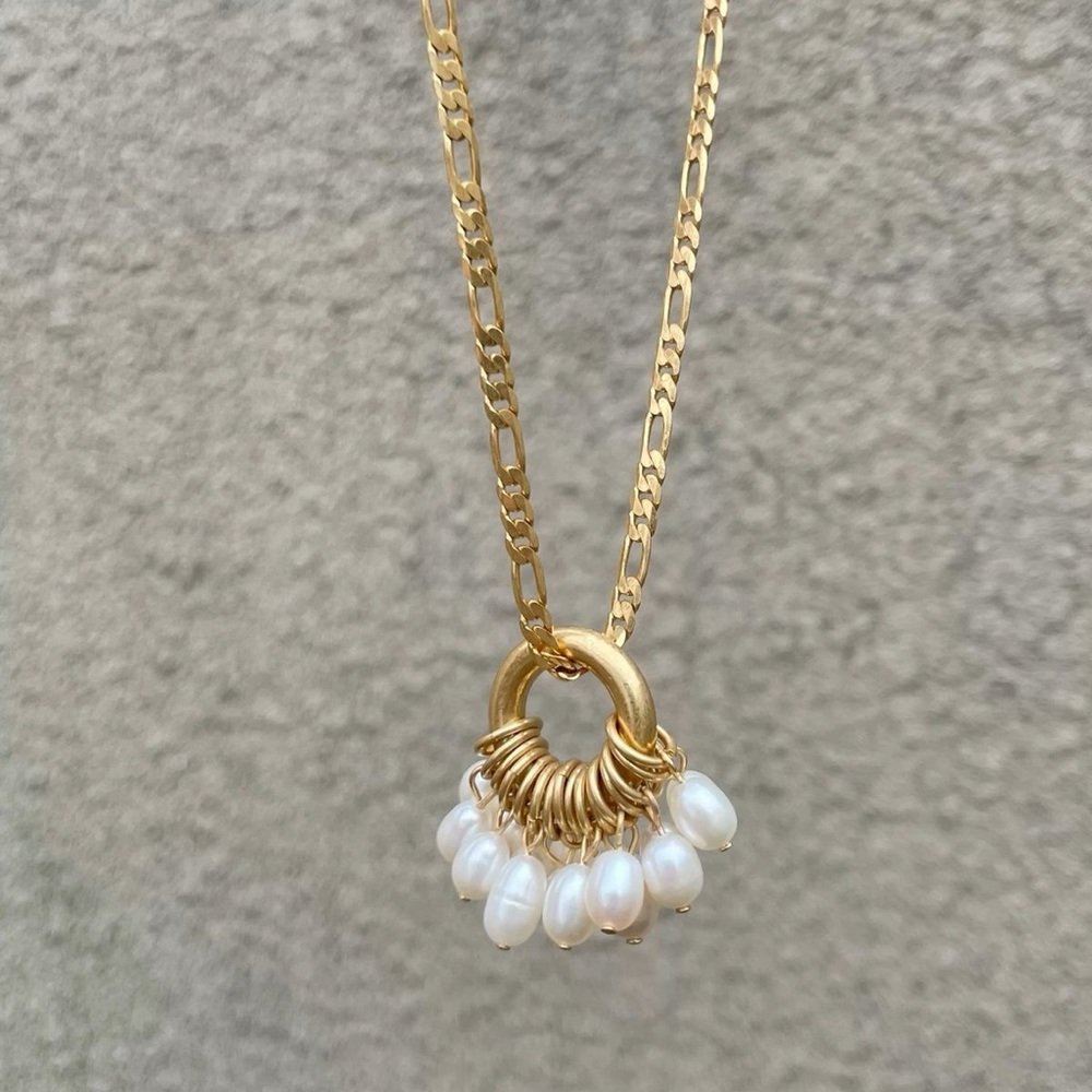Premium matte gold pearl necklace